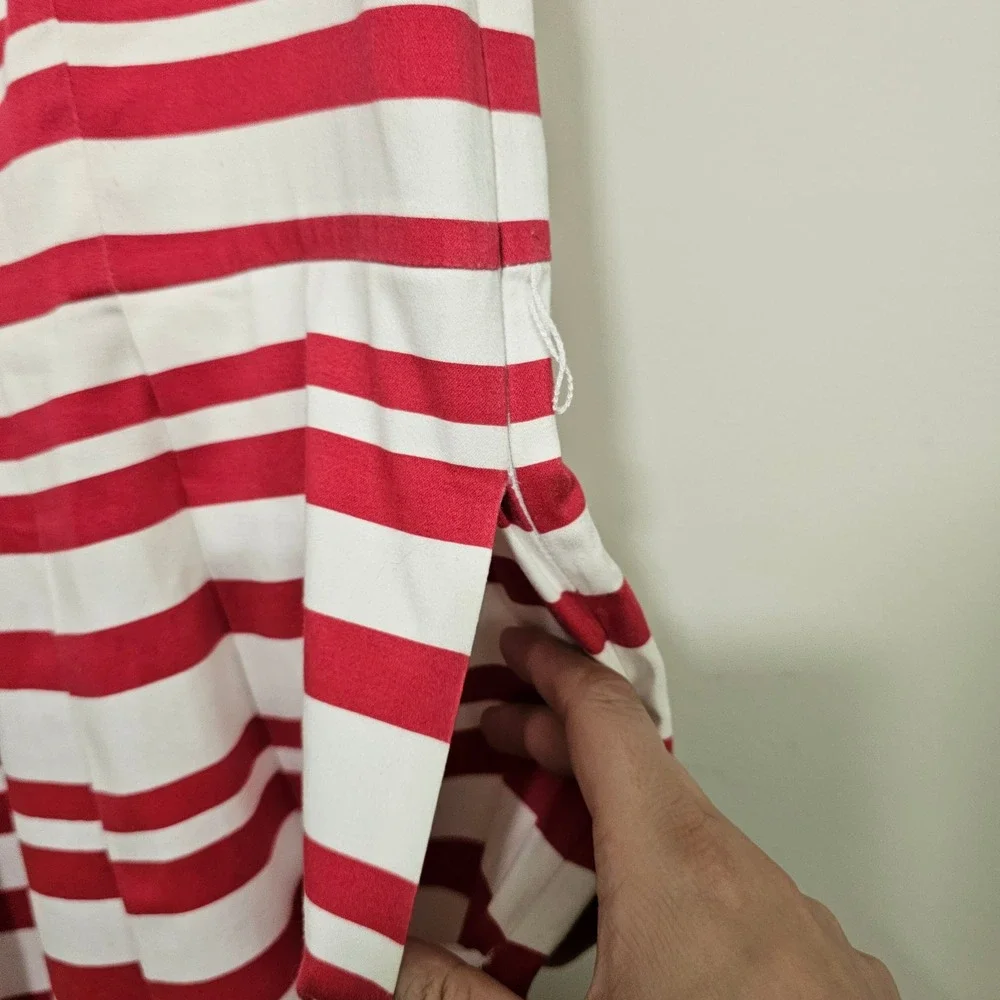 Red White Striped Fit Flare Dress Size 14 Summer Preppy Classic Coastal Nautical